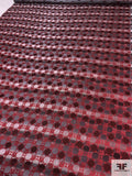 Circles in Squares Silk Necktie Jacquard Brocade - Red / Black / Grey / White