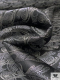 Paisley Vines Silk Necktie Jacquard Brocade - Black / Off-White