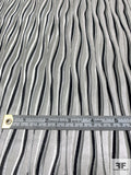 Wavy Striations Silk Necktie Jacquard Brocade - Icy Grey / Black / White