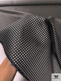 Micro-Geometric Silk Necktie Jacquard Brocade - Grey / Black / Silver