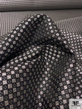 Micro-Geometric Silk Necktie Jacquard Brocade - Grey / Black / Silver
