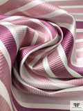 Horizontal Striped Silk Necktie Jacquard Brocade - Dusty Pinks / Off-White