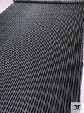 Vertical Striped Silk Necktie Jacquard Brocade - Black / Greys