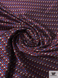 Micro Pattern Silk Necktie Jacquard Brocade - Maroon / Red / Bluue / Navy / Off-White