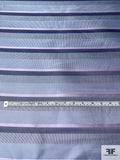 Horizontal Striped Silk Necktie Jacquard Brocade - Pale Periwinkle Blue / Lavender