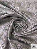 Paisley Silk Necktie Jacquard Brocade - Grey / Black