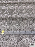 Paisley Silk Necktie Jacquard Brocade - Grey / Black