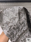 Paisley Silk Necktie Jacquard Brocade - Grey / Black