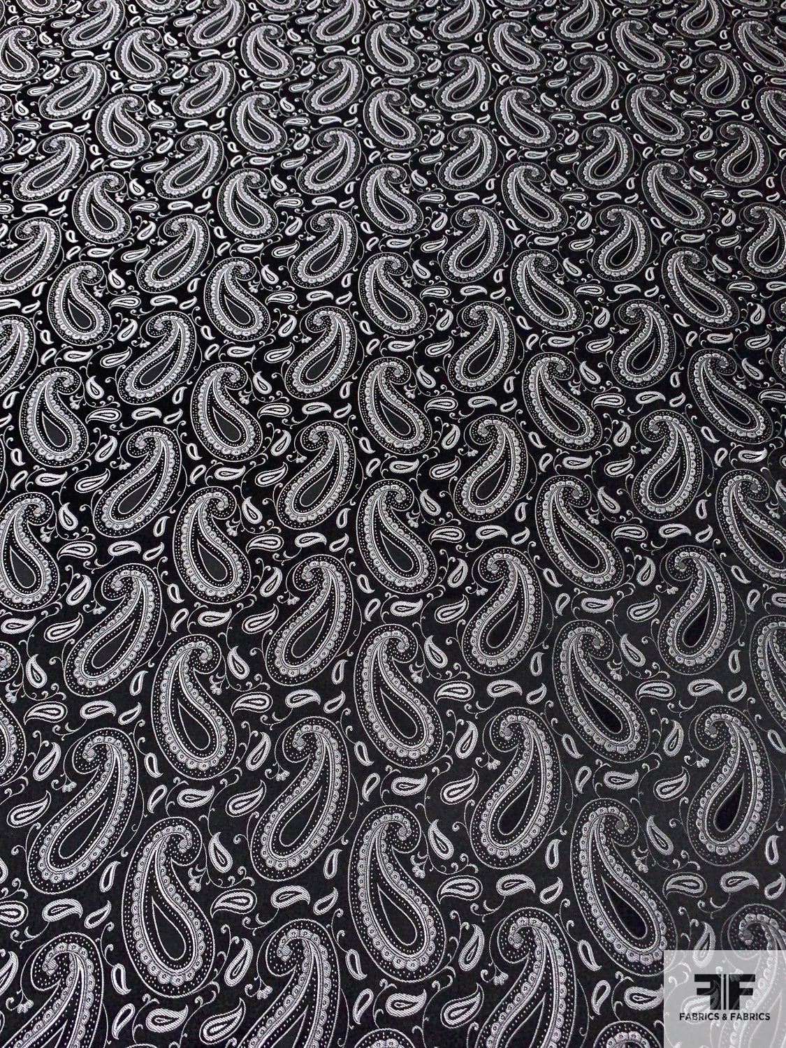 Paisley Silk Necktie Jacquard Brocade - Black / White