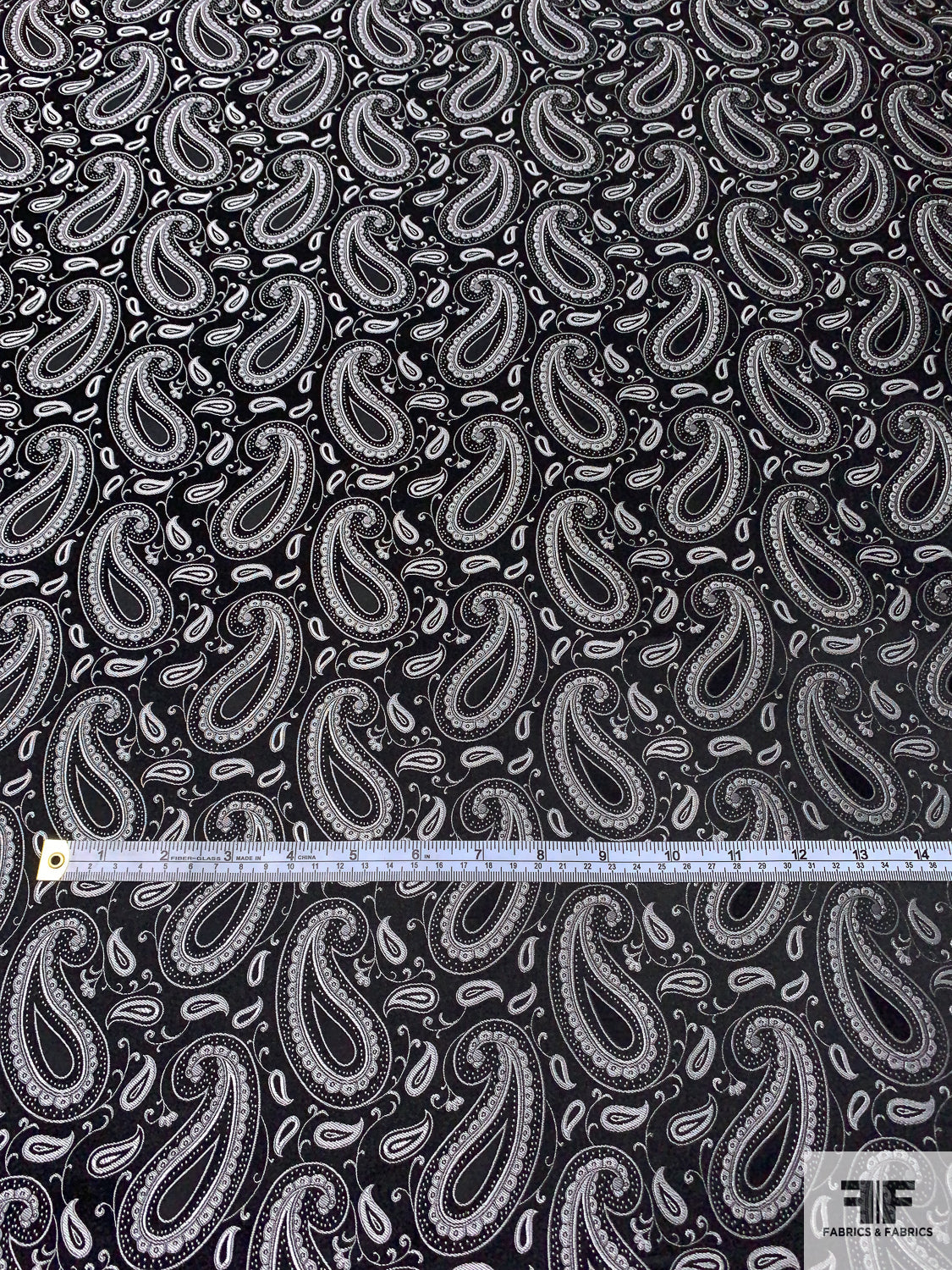 Paisley Silk Necktie Jacquard Brocade - Black / White
