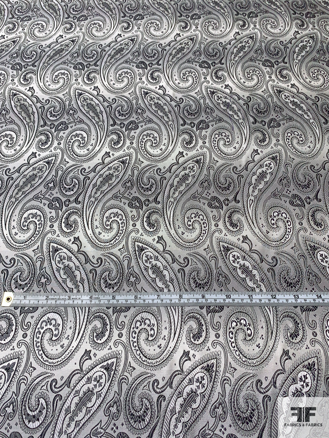 Paisley Silk Necktie Jacquard Brocade - Greys / Black / Off-White