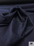 Textured Windowpane Silk Necktie Jacquard Brocade - Navy