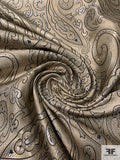 Paisley Silk Necktie Jacquard Brocade - Golden Beige / Black / Light Grey