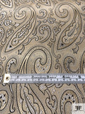 Paisley Silk Necktie Jacquard Brocade - Golden Beige / Black / Light Grey