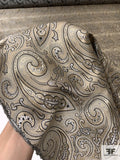 Paisley Silk Necktie Jacquard Brocade - Golden Beige / Black / Light Grey