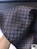 Geometric Silk Necktie Jacquard Brocade - Brown / Navy / Sky Blue