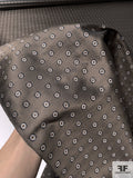 Small Floral Grid Silk Necktie Jacquard Brocade - Clay-Taupe / Black / Grey