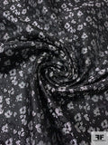 Floral Silk Necktie Jacquard Brocade - Black / White