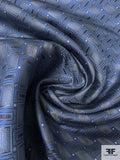 Rectangle Diagonal Lattice Silk Necktie Jacquard Brocade - Blue / Grey / Black
