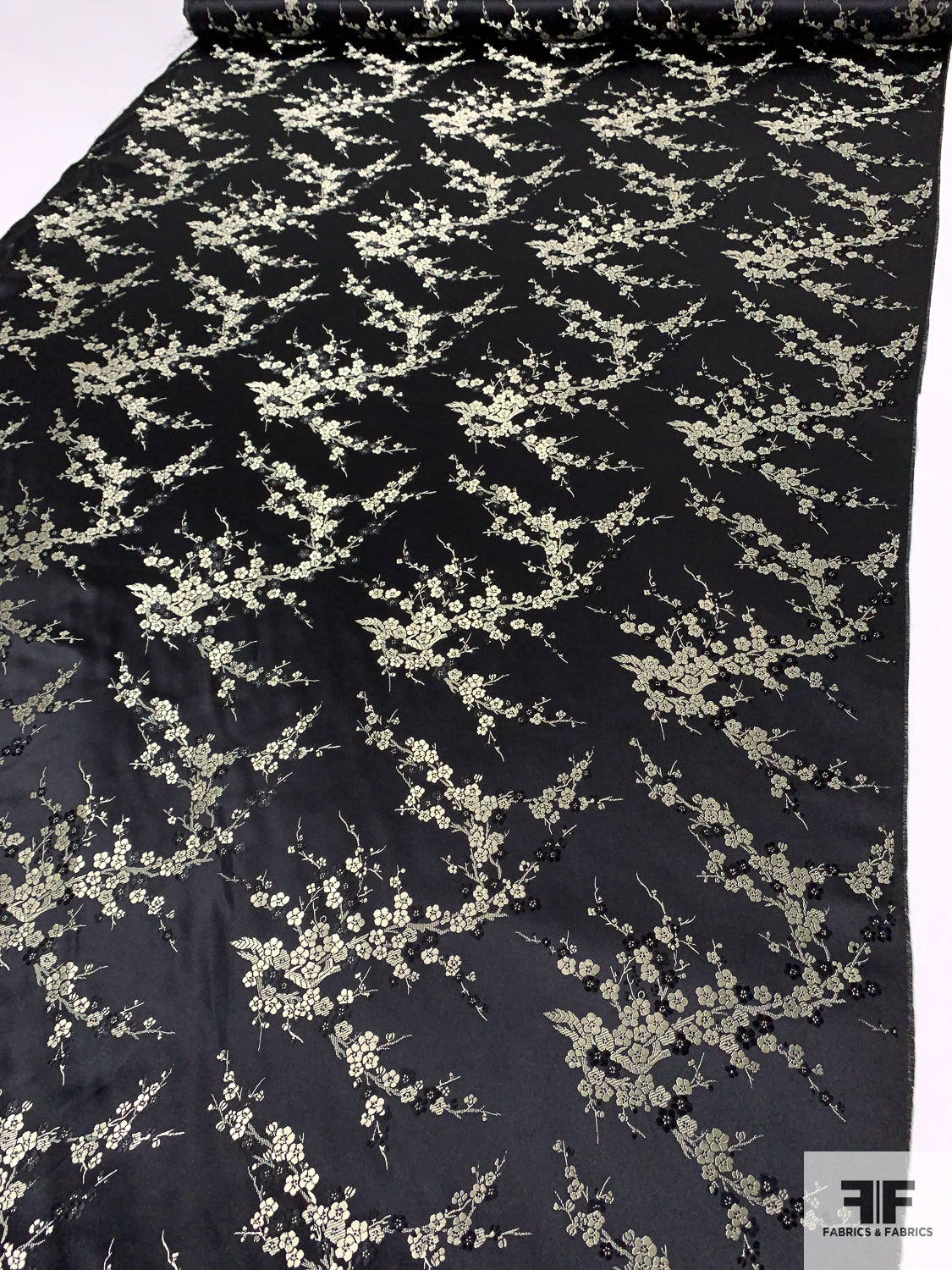 Juliet BLACK Floral Brocade Chinese Satin Fabric by the Yard - New Fabrics  Daily