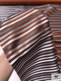 Horizontal Striped Silk Necktie Jacquard Brocade - Orange / Greys / Black / White