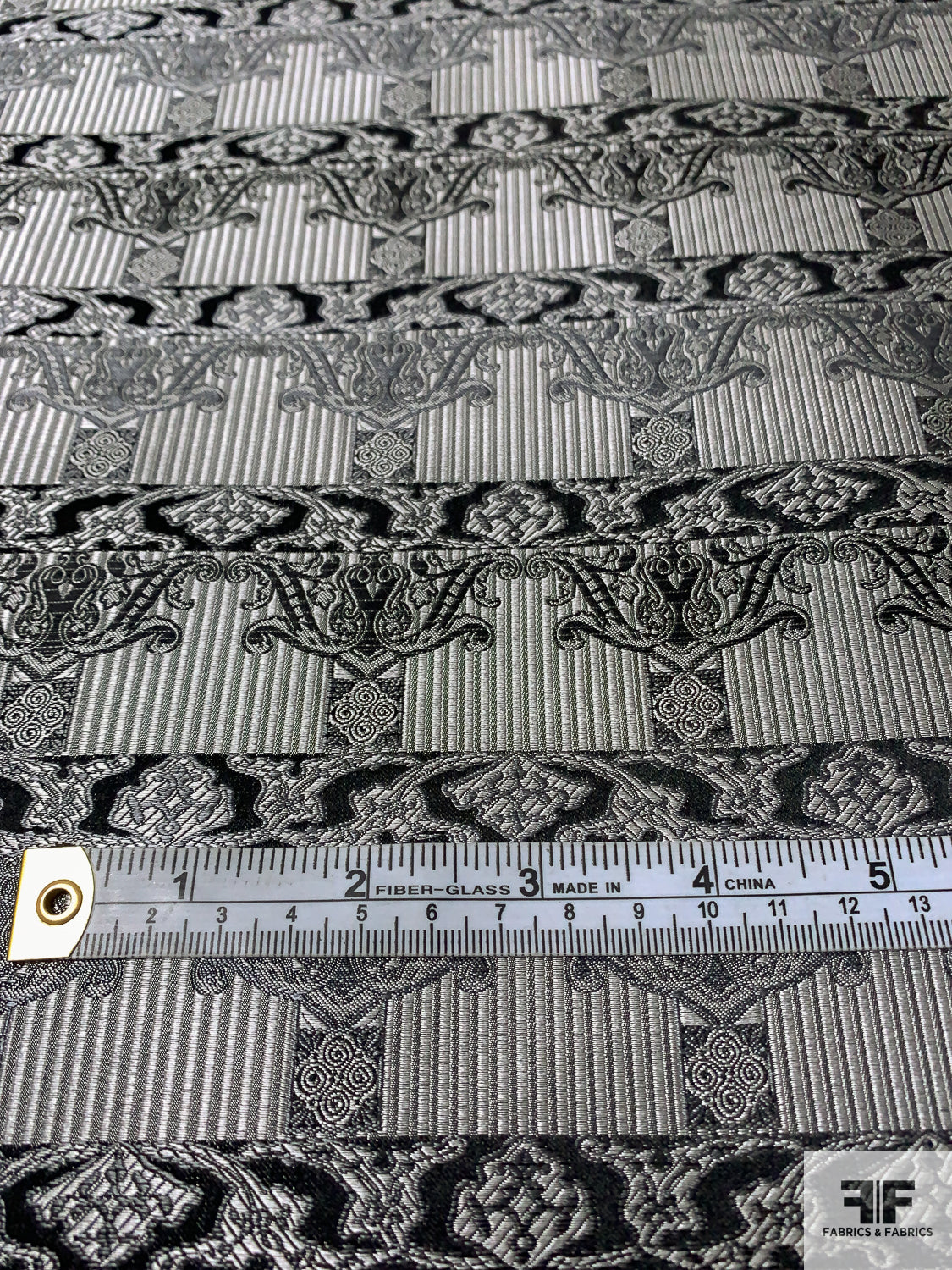 Historical Silk Necktie Jacquard Brocade - Grey / Black