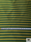 Horizontal Striped Polyester Necktie Jacquard Brocade with Fused Back - Green / Blue / Yellow