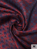 Dimensional Geometric Silk Necktie Jacquard Brocade - Red / Blue / Light Blue