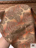 Paisley Silk Necktie Jacquard Brocade - Orange / Copper / Tan