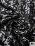 Floral Silk Necktie Jacquard Brocade - Black / Grey / White