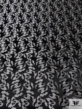 Floral Silk Necktie Jacquard Brocade - Black / Grey / White