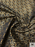 Circular Link Silk Necktie Jacquard Brocade - Black / Turmeric / Gold