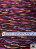 Wavy Striations Silk Necktie Jacquard Brocade - Cranberry / Black / Purple / Blue / Orange