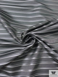 Rope-Look Striped Silk Necktie Jacquard Brocade - Grey / Black / White