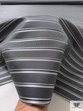 Rope-Look Striped Silk Necktie Jacquard Brocade - Grey / Black / White