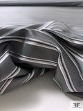 Rope-Look Striped Silk Necktie Jacquard Brocade - Grey / Black / White