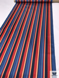 Vertical Striped Printed Polyester Satin - Blue / Navy / Red / Orange / White