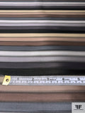 Horizontal Striped Silk Necktie Jacquard Brocade - Greys / Tan / Brown
