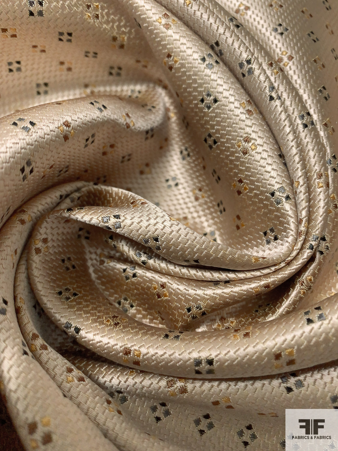 Diamond Dot Silk Necktie Jacquard Brocade - Gold / Turmeric / Black / Grey