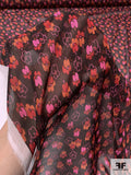 Anna Sui Playful Floral Printed Silk Chiffon - Pink / Red / Orange / Black