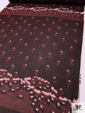 Anna Sui Floral Landscape Printed Silk Chiffon Panel - Maroon / Burgundy / Hot Pink / Pale Pink
