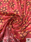 Anna Sui Floral-Inspired Printed Cotton-Silk Voile Panel - Deep Coral / Marigold / Dark Brown