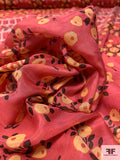 Anna Sui Floral-Inspired Printed Cotton-Silk Voile Panel - Deep Coral / Marigold / Dark Brown