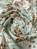 Anna Sui Leaf Inspired Printed Cotton-Silk Voile - Seafoam / Brown / Grey-Beige