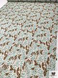 Anna Sui Leaf Inspired Printed Cotton-Silk Voile - Seafoam / Brown / Grey-Beige