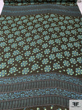 Anna Sui Floral-Inspired Printed Cotton-Silk Voile Panel - Army Green / Light Blue / Navy Blue / Mint