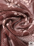 Anna Sui Birds Deer and Cherry Wreath Printed Silk Chiffon Panel - Purple-Brown / Light Blush / Deep Coral
