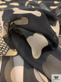 Anna Suit Cloud Printed Silk Chiffon Panel - Light Taupe / Black / Pale Olive