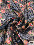 Floral Vine Printed Clip Silk Chiffon - Black / Blues / Green / Rouge PInk / Peach