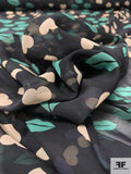 Anna Sui Lips and Hearts Printed Silk Chiffon - Medium Aquamarine / Nude-Blush / Black